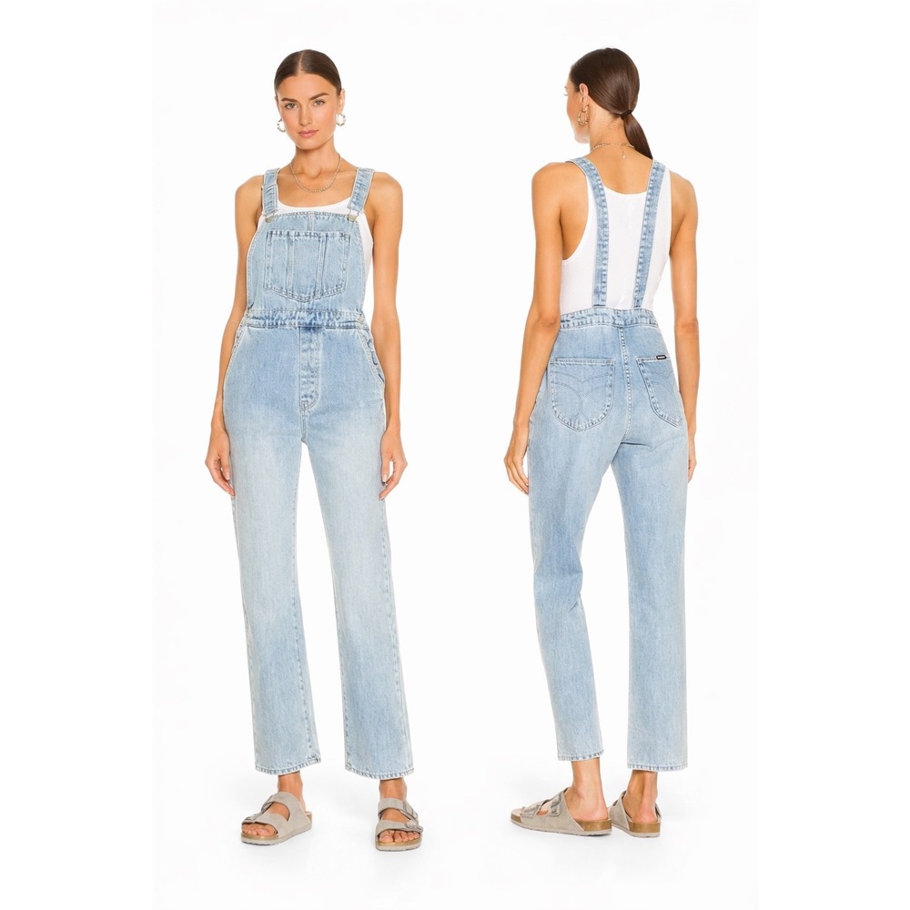 Rolla's Overalls Women 29 Light Blue Original High Rise Straight Denim Dungarees